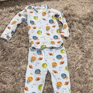 Angel Dear Blue Football Thermal Pajama Set Size 5